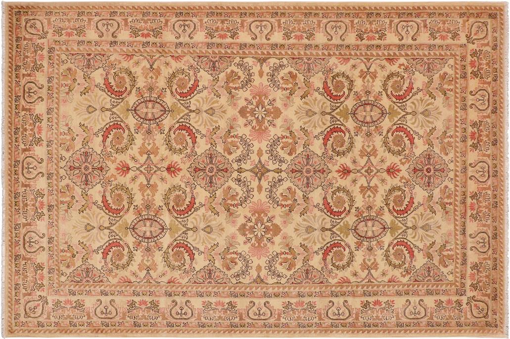 handmade Transitional Kafkaz Chobi Ziegler Beige Pink Hand Knotted RECTANGLE 100% WOOL area rug 9 x 13