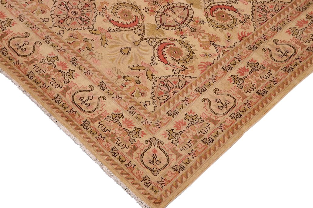 handmade Transitional Kafkaz Chobi Ziegler Beige Pink Hand Knotted RECTANGLE 100% WOOL area rug 9 x 13