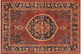Tribal Heriz Ziegler Tamica Rust Blue Hand-Knotted Rug - 9'4'' x 11'5''