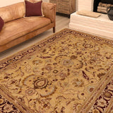 handmade Traditional Kafkaz Chobi Ziegler Lt. Gold Burgundy Hand Knotted RECTANGLE 100% WOOL area rug 9 x 12