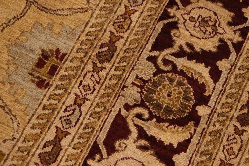 handmade Traditional Kafkaz Chobi Ziegler Lt. Gold Burgundy Hand Knotted RECTANGLE 100% WOOL area rug 9 x 12