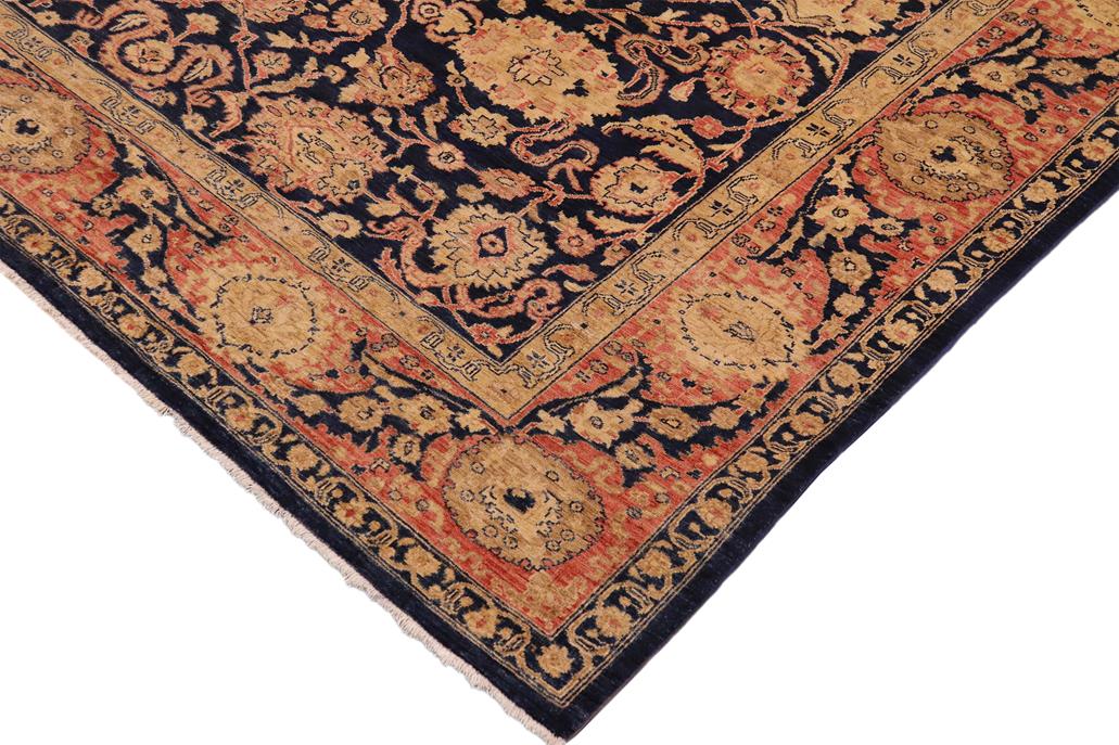 handmade Traditional Kafkaz Chobi Ziegler Blue Salmon Hand Knotted RECTANGLE 100% WOOL area rug 9 x 12