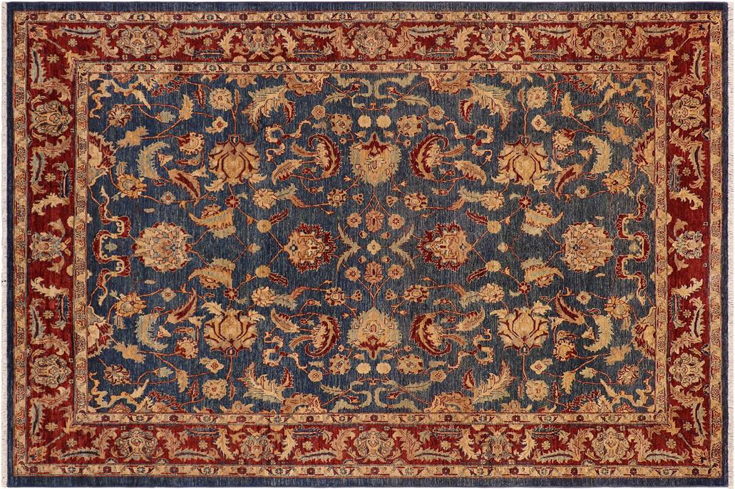 handmade Traditional Kafkaz Chobi Ziegler Blue Red Hand Knotted RECTANGLE 100% WOOL area rug 9 x 12