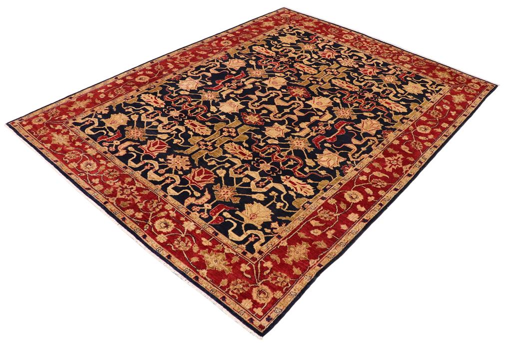 handmade Traditional Kafkaz Chobi Ziegler Blue Red Hand Knotted RECTANGLE 100% WOOL area rug 9 x 12