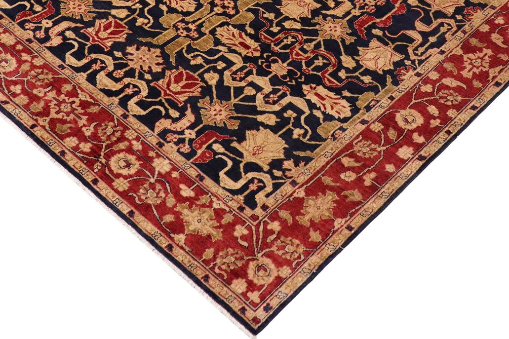 handmade Traditional Kafkaz Chobi Ziegler Blue Red Hand Knotted RECTANGLE 100% WOOL area rug 9 x 12