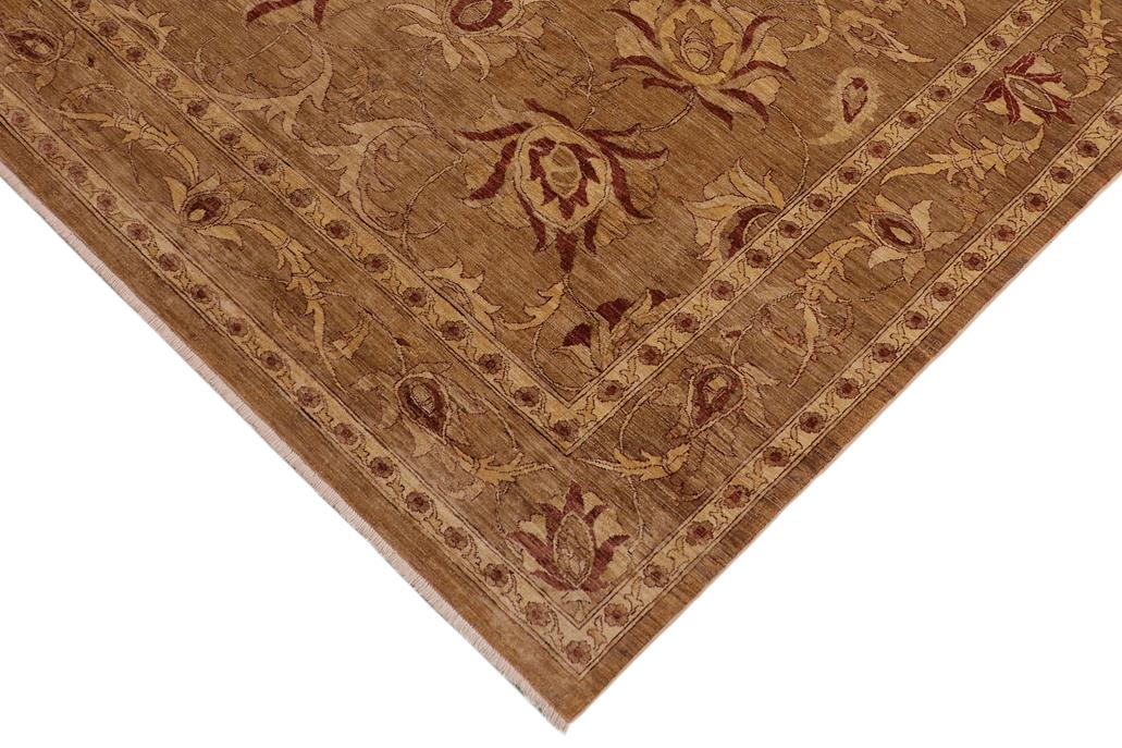 handmade Traditional Kafkaz Chobi Ziegler Taupe Beige Hand Knotted RECTANGLE 100% WOOL area rug 9 x 12