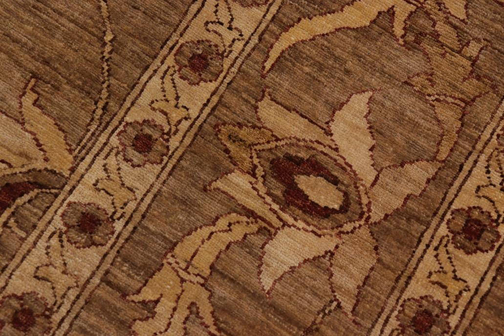 handmade Traditional Kafkaz Chobi Ziegler Taupe Beige Hand Knotted RECTANGLE 100% WOOL area rug 9 x 12