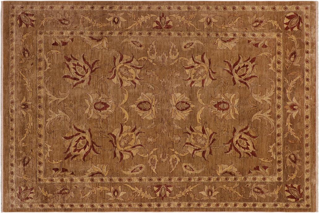 handmade Traditional Kafkaz Chobi Ziegler Taupe Beige Hand Knotted RECTANGLE 100% WOOL area rug 9 x 12