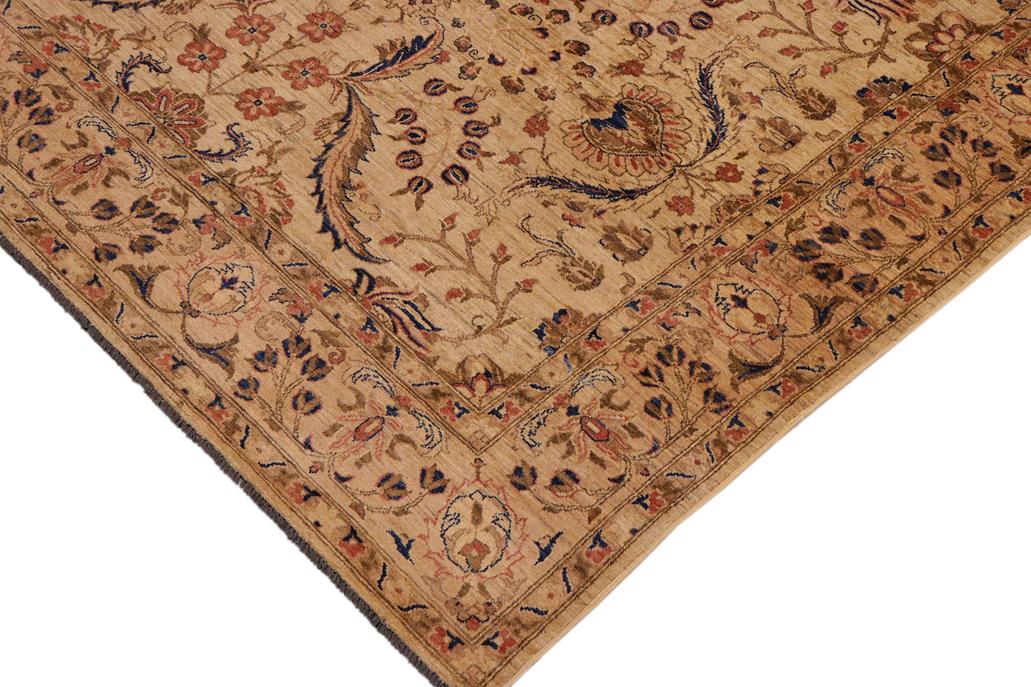 handmade Traditional Kafkaz Chobi Ziegler Beige Tan Hand Knotted RECTANGLE 100% WOOL area rug 9 x 12