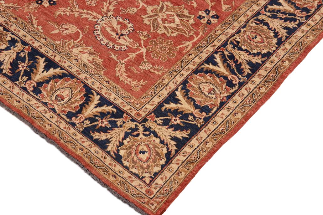 handmade Traditional Kafkaz Chobi Ziegler Peach Blue Hand Knotted RECTANGLE 100% WOOL area rug 9 x 11