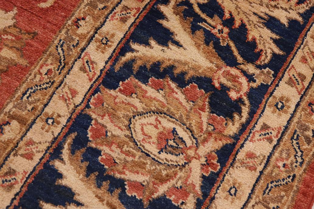 handmade Traditional Kafkaz Chobi Ziegler Peach Blue Hand Knotted RECTANGLE 100% WOOL area rug 9 x 11