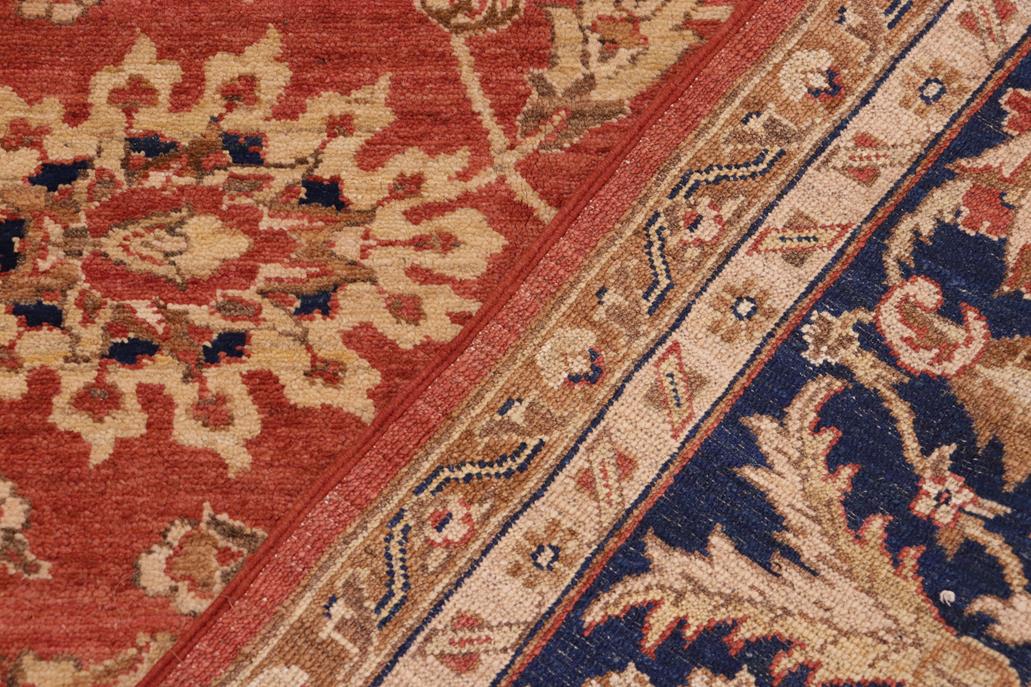handmade Traditional Kafkaz Chobi Ziegler Peach Blue Hand Knotted RECTANGLE 100% WOOL area rug 9 x 11