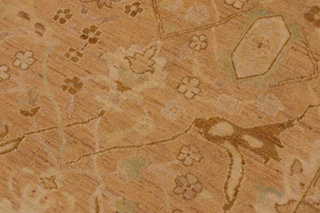 handmade Traditional Kafkaz Chobi Ziegler Tan Gold Hand Knotted RECTANGLE 100% WOOL area rug 9 x 12