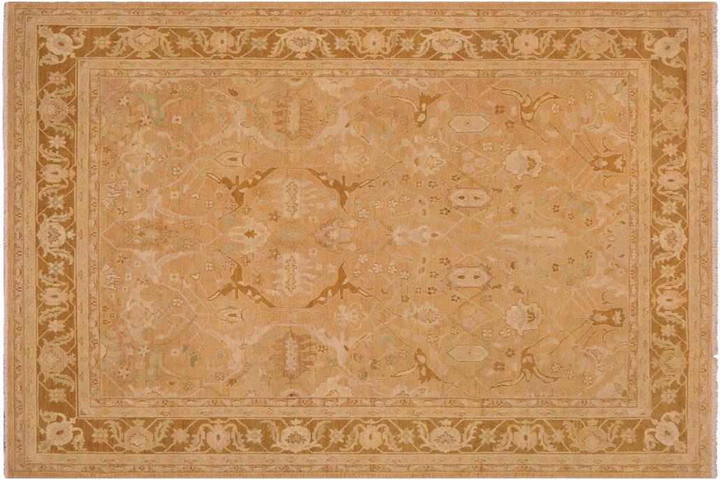 handmade Traditional Kafkaz Chobi Ziegler Tan Gold Hand Knotted RECTANGLE 100% WOOL area rug 9 x 12