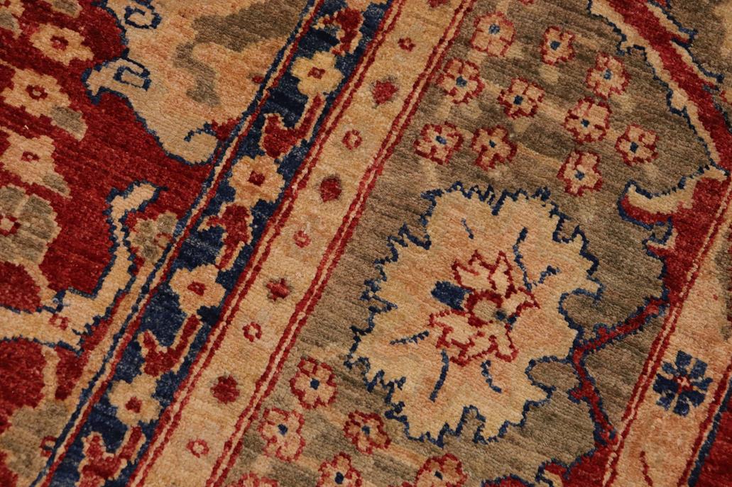 handmade Traditional Kafkaz Chobi Ziegler Red Olive Green Hand Knotted RECTANGLE 100% WOOL area rug 9 x 11
