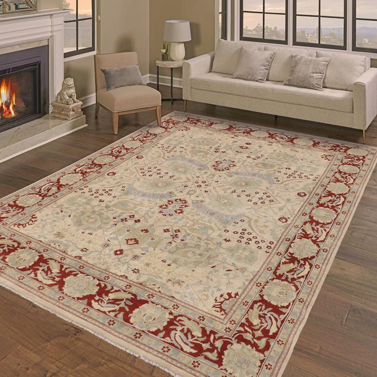 handmade Traditional Kafkaz Chobi Ziegler Beige Rust Hand Knotted RECTANGLE 100% WOOL area rug 9 x 12