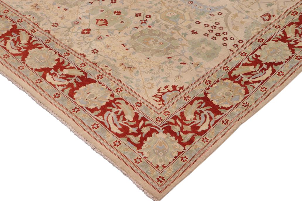 handmade Traditional Kafkaz Chobi Ziegler Beige Rust Hand Knotted RECTANGLE 100% WOOL area rug 9 x 12