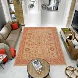 handmade Traditional Kafkaz Chobi Ziegler Tan Rust Hand Knotted RECTANGLE 100% WOOL area rug 9 x 12