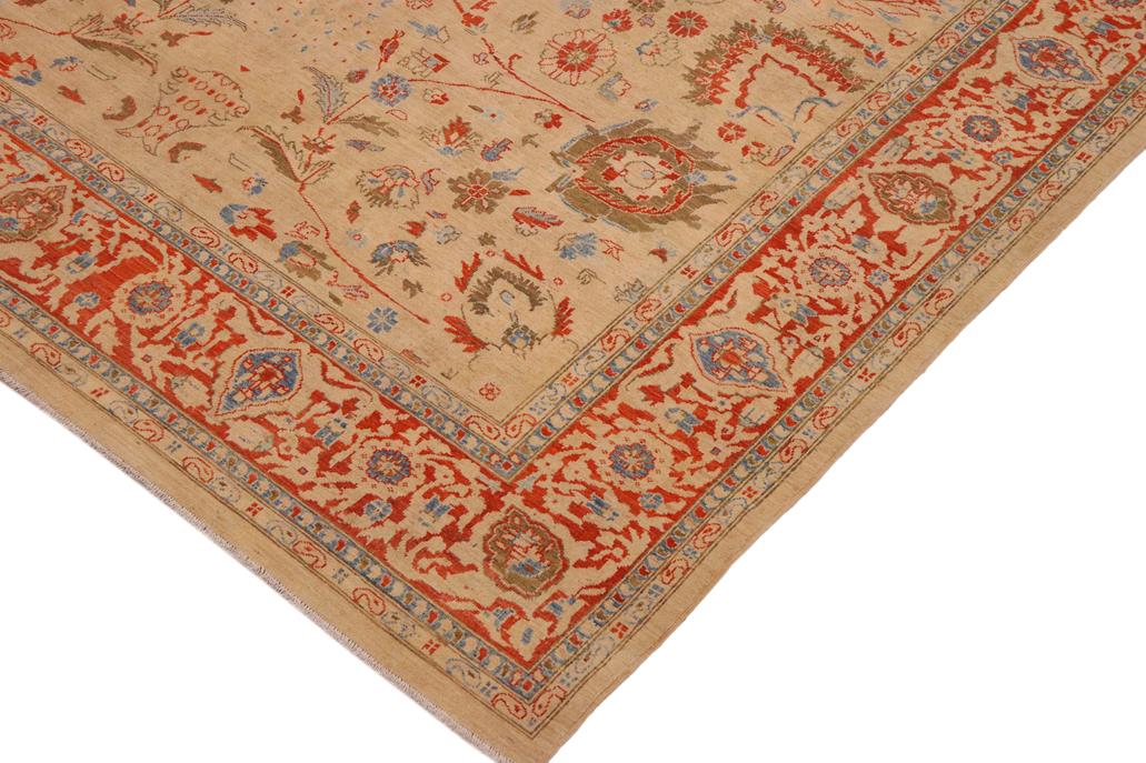 handmade Traditional Kafkaz Chobi Ziegler Tan Rust Hand Knotted RECTANGLE 100% WOOL area rug 9 x 12