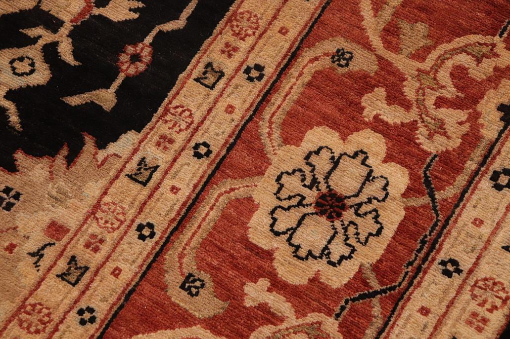 handmade Traditional Kafkaz Chobi Ziegler Black Rust Hand Knotted RECTANGLE 100% WOOL area rug 9 x 12