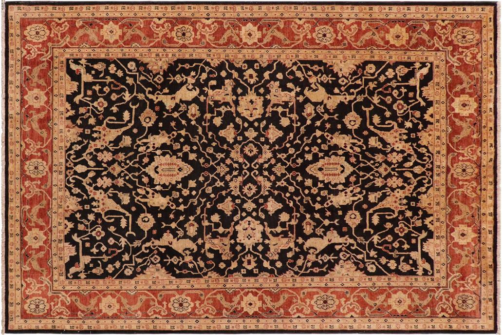 handmade Traditional Kafkaz Chobi Ziegler Black Rust Hand Knotted RECTANGLE 100% WOOL area rug 9 x 12