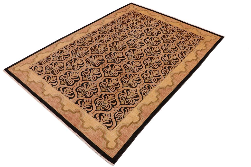 handmade Transitional Kafkaz Chobi Ziegler Brown Tan Hand Knotted RECTANGLE 100% WOOL area rug 9 x 12
