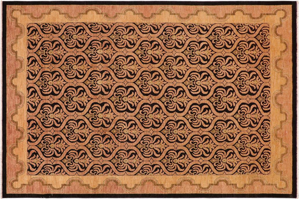 handmade Transitional Kafkaz Chobi Ziegler Brown Tan Hand Knotted RECTANGLE 100% WOOL area rug 9 x 12