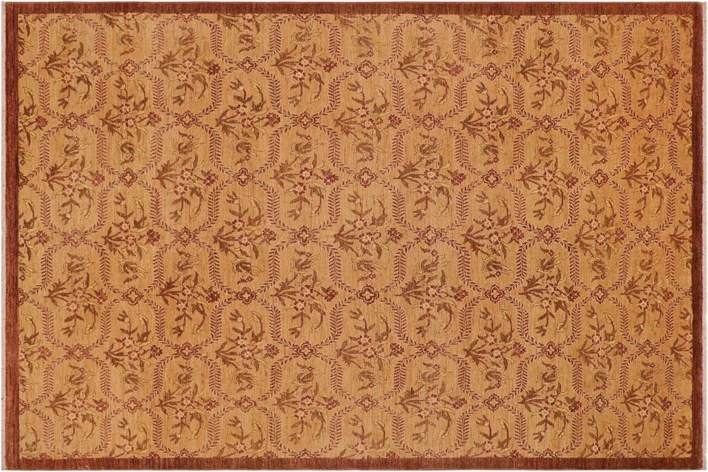 handmade Transitional Kafkaz Chobi Ziegler Tan Brown Hand Knotted RECTANGLE 100% WOOL area rug 9 x 12