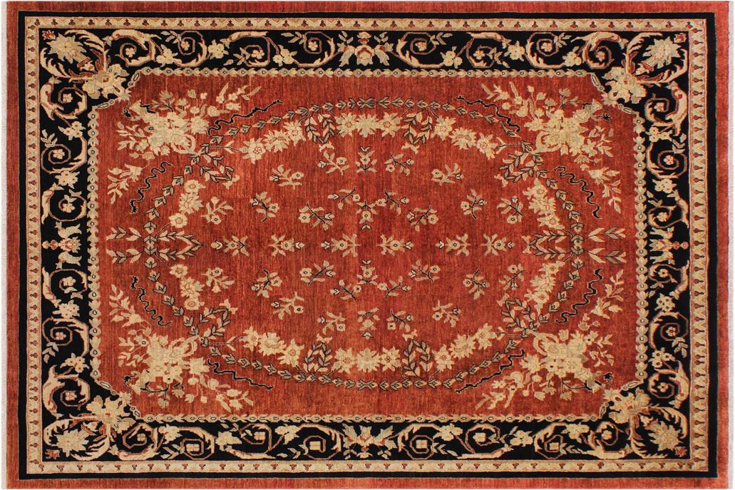 handmade Traditional Kafkaz Chobi Ziegler Rust Black Hand Knotted RECTANGLE 100% WOOL area rug 9 x 12