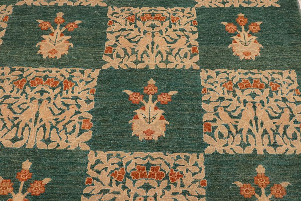 handmade Transitional Kafkaz Chobi Ziegler Green Lt. Tan Hand Knotted RECTANGLE 100% WOOL area rug 9 x 12