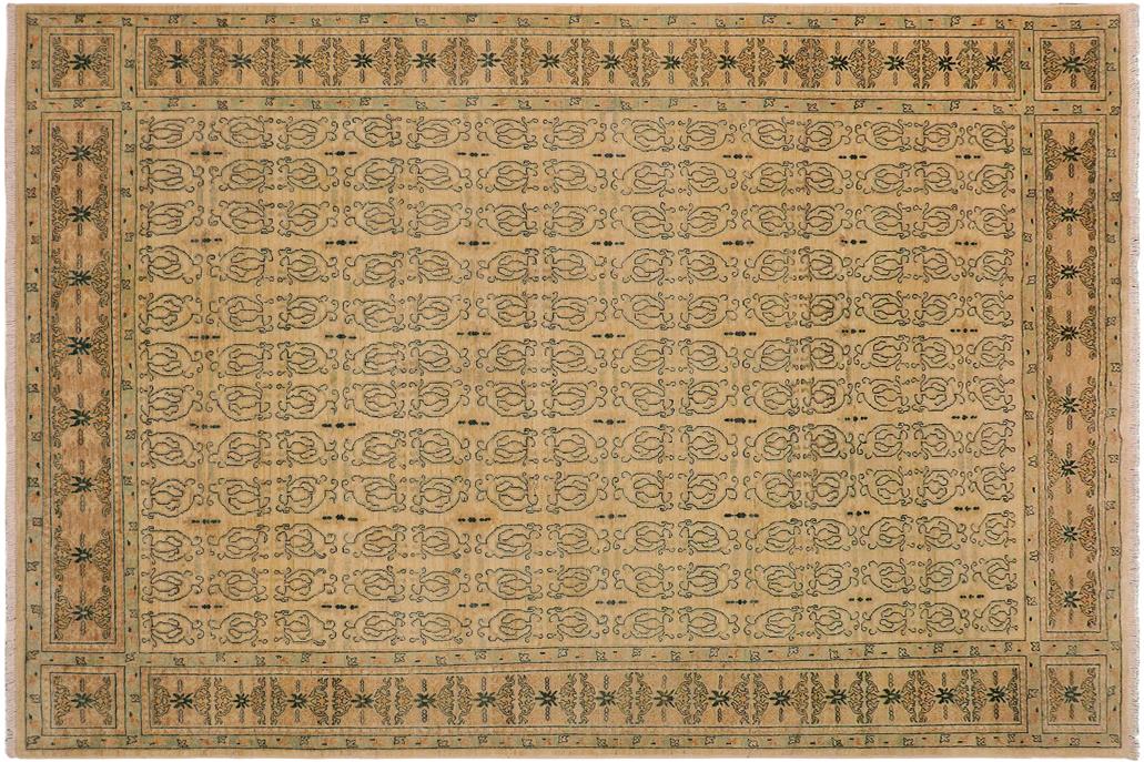 handmade Transitional Kafkaz Chobi Ziegler Beige Brown Hand Knotted RECTANGLE 100% WOOL area rug 9 x 12