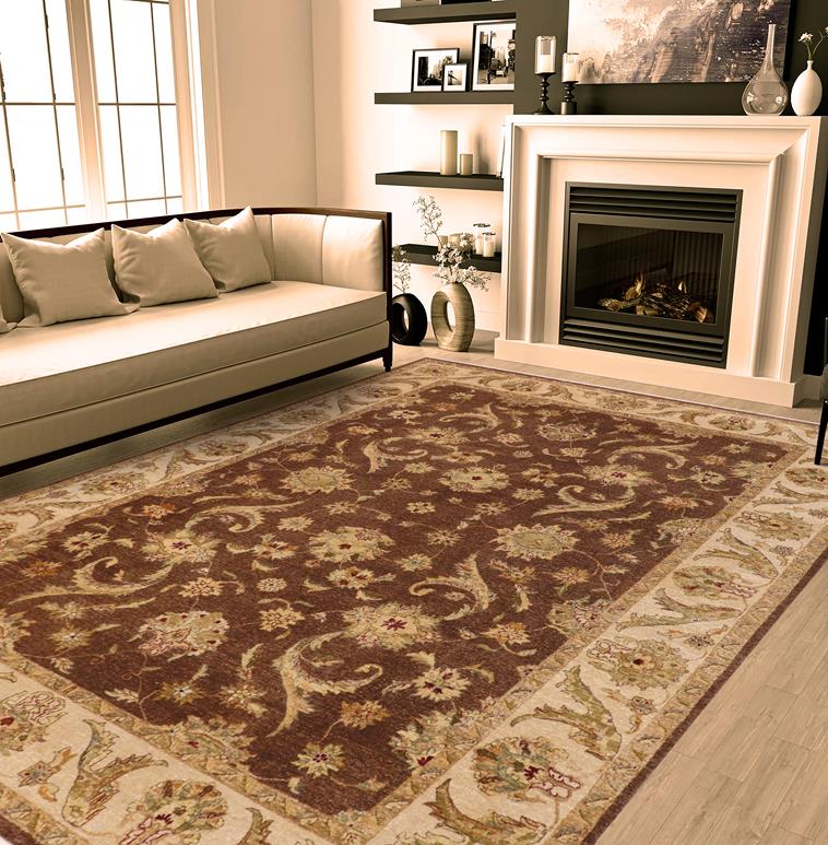 handmade Traditional Kafkaz Chobi Ziegler Brown Tan Hand Knotted RECTANGLE 100% WOOL area rug 9 x 12
