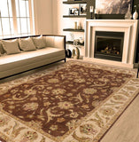 handmade Traditional Kafkaz Chobi Ziegler Brown Tan Hand Knotted RECTANGLE 100% WOOL area rug 9 x 12