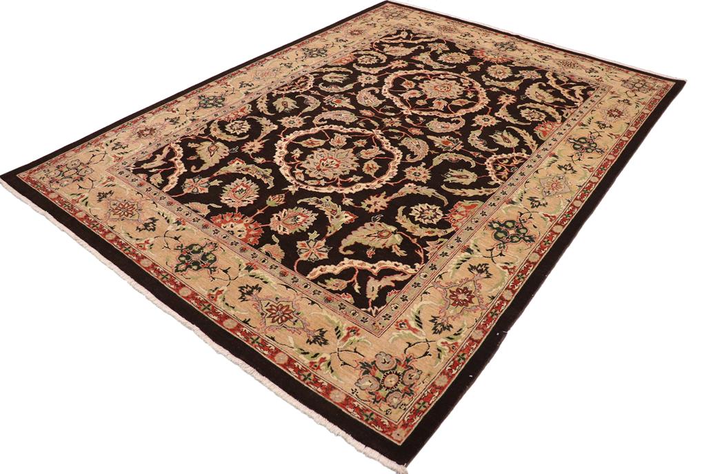 handmade Traditional Kafkaz Chobi Ziegler Brown Tan Hand Knotted RECTANGLE 100% WOOL area rug 9 x 12