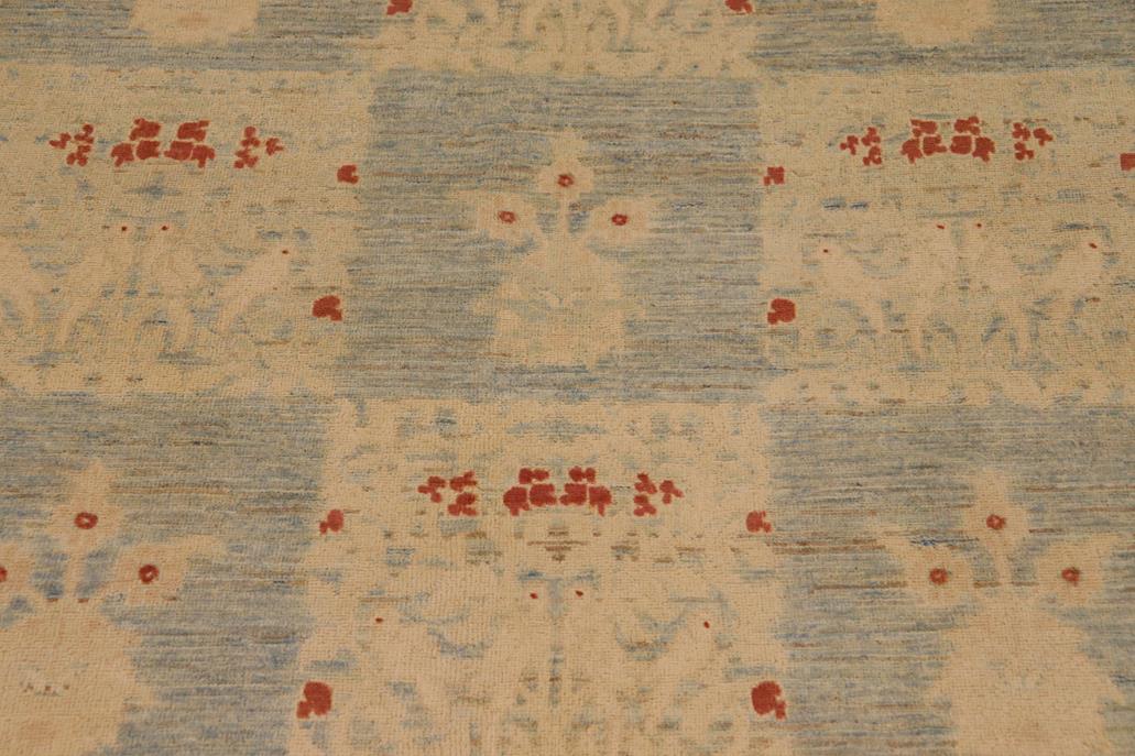 handmade Transitional Kafkaz Chobi Ziegler Lt. Blue Beige Hand Knotted RECTANGLE 100% WOOL area rug 9 x 12