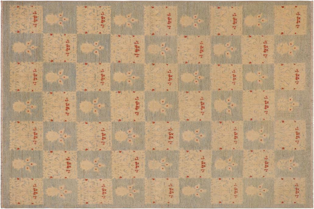 handmade Transitional Kafkaz Chobi Ziegler Lt. Blue Beige Hand Knotted RECTANGLE 100% WOOL area rug 9 x 12