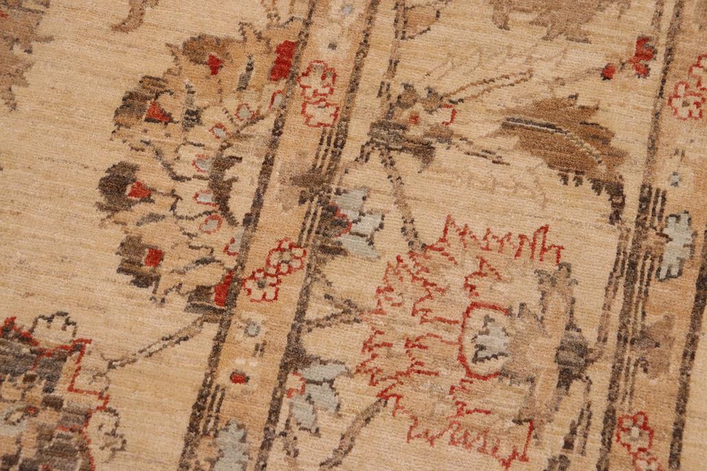 handmade Traditional Kafkaz Chobi Ziegler Beige Tan Hand Knotted RECTANGLE 100% WOOL area rug 9 x 12