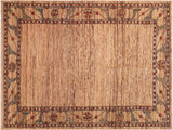 Shabby Chic Gabbeh Raye Beige/Rust Wool Rug - 6'3'' x 9'0''