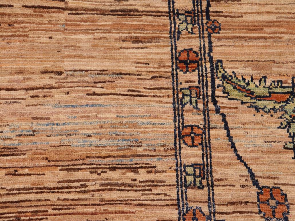 Contemporary Gabbeh Marquett Beige/Rust Wool Rug - 6'1'' x 9'5''