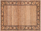 Contemporary Gabbeh Marquett Beige/Rust Wool Rug - 6'1'' x 9'5''
