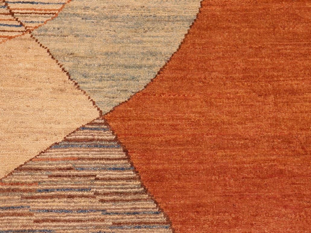 Bohemian Gabbeh Ling Orange/Brown Wool Rug - 6'2'' x 9'3''
