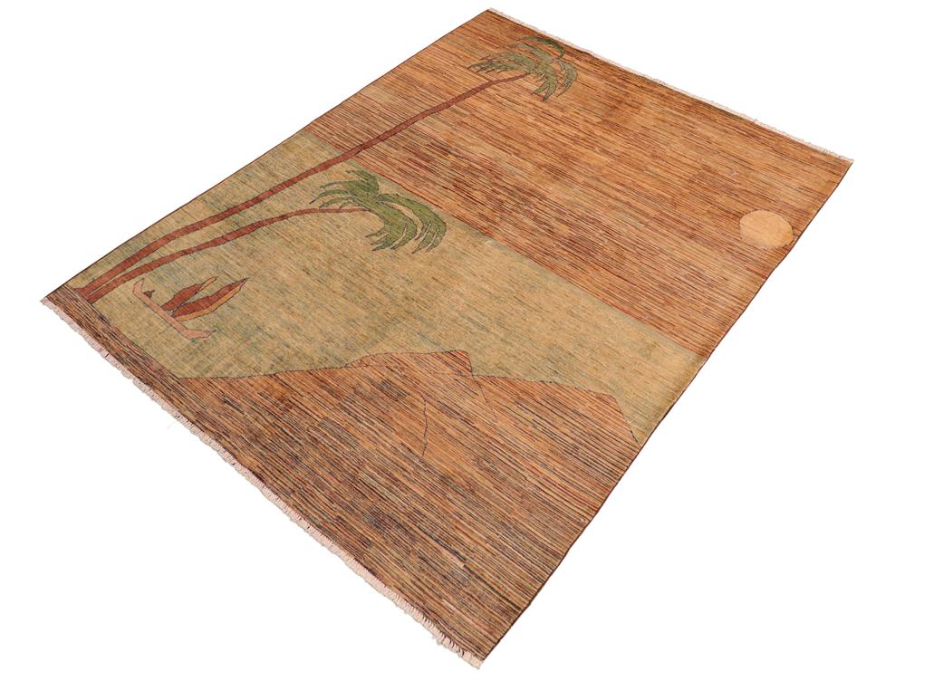 Shabby Chic Gabbeh Kiana Blue/Green Wool Rug - 6'1'' x 8'10''