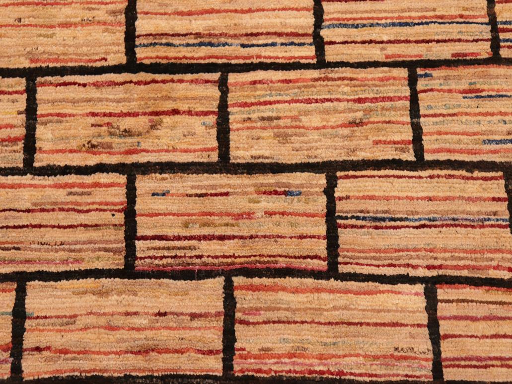 Contemporary Gabbeh Kayleen Black/Beige Wool Rug - 5'10'' x 9'2''