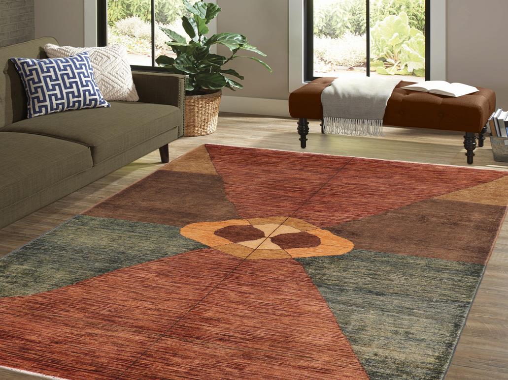 Boho Chic Gabbeh Irina Rust/Brown Wool Rug - 6'7'' x 9'10''