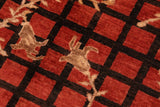 handmade Transitional Lahore Red Brown Hand Knotted RECTANGLE 100% WOOL area rug 6 x 9