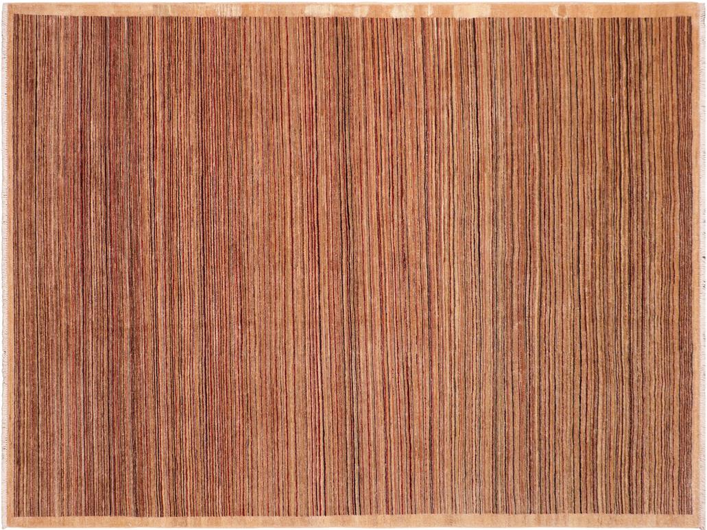 Contemporary Gabbeh Cheryll Tan/Beige Wool Rug - 6'1'' x 8'9''