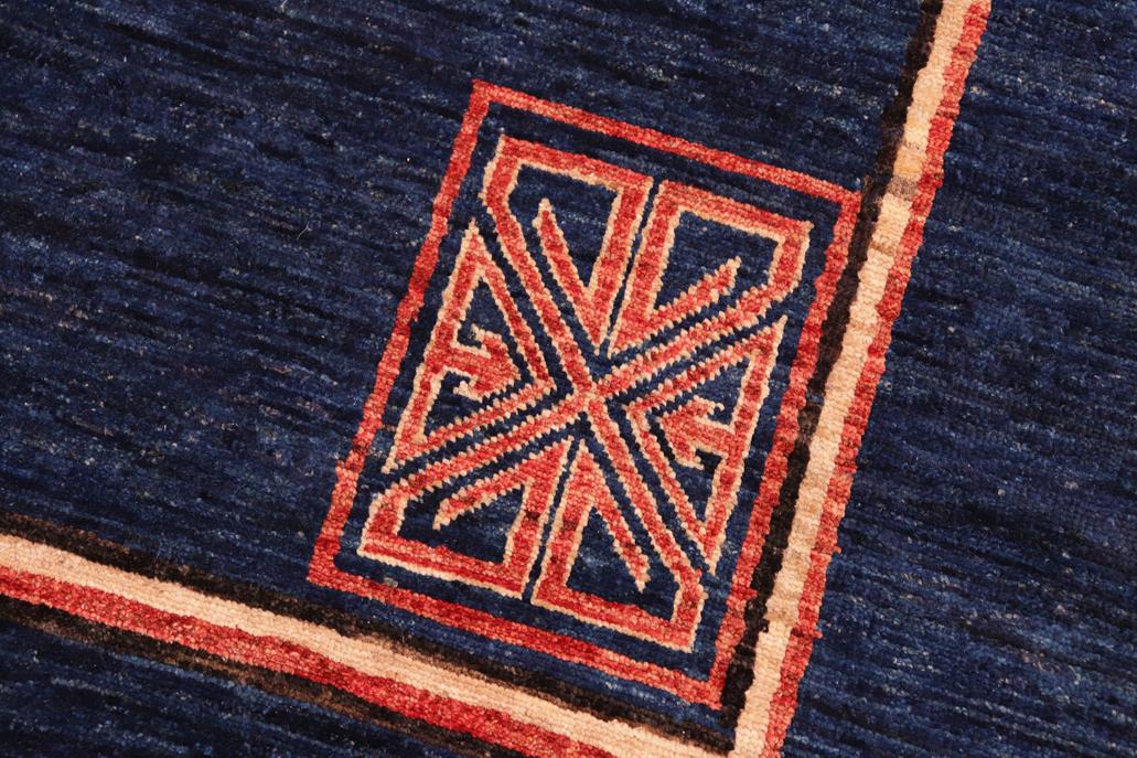 handmade Modern Kotan Blue Beige Hand Knotted Rectangel Hand Knotted 100% Vegetable Dyed wool area rug 6 x 9