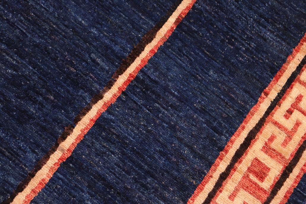 handmade Modern Kotan Blue Beige Hand Knotted Rectangel Hand Knotted 100% Vegetable Dyed wool area rug 6 x 9