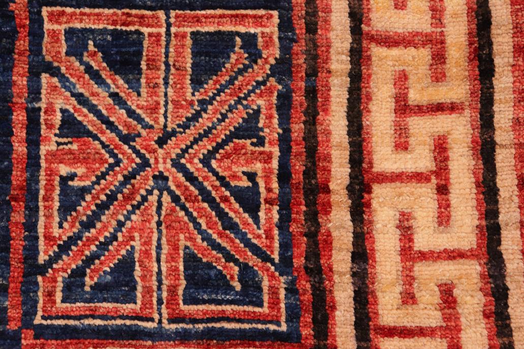 handmade Modern Kotan Blue Beige Hand Knotted Rectangel Hand Knotted 100% Vegetable Dyed wool area rug 6 x 9