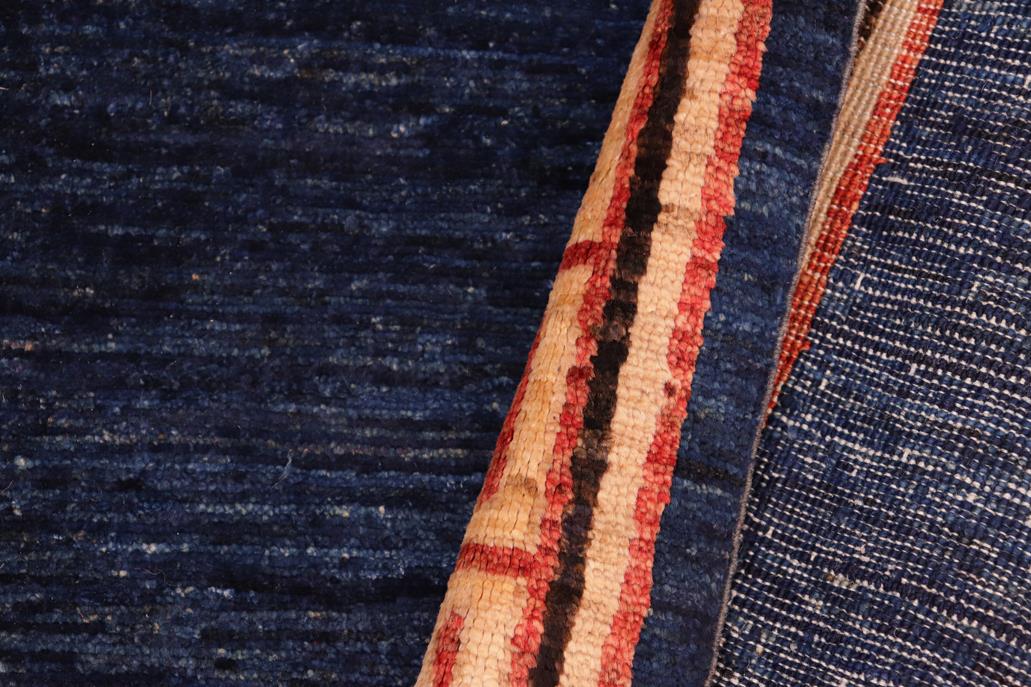 handmade Modern Kotan Blue Beige Hand Knotted Rectangel Hand Knotted 100% Vegetable Dyed wool area rug 6 x 9